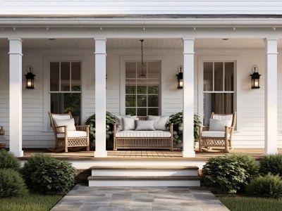 White Porch With Furniture And Porch With Grills