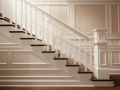 White Stair Case On Wood