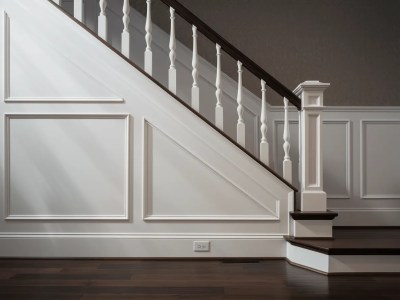 White Staircase With White Paneled Stairs