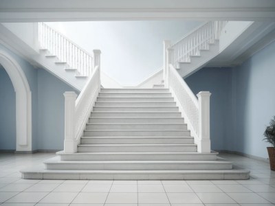 White Stairs Leading Down Into A Blue Room