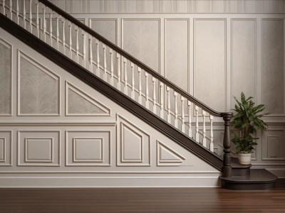 White Stairway In An Old Fashioned House Interior