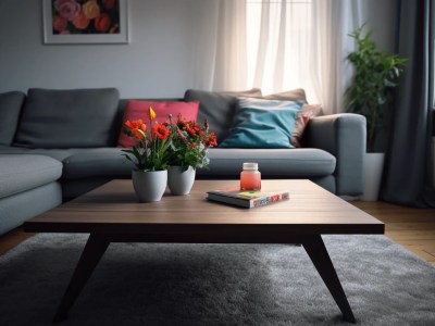 White Table Next To The Gray Couch