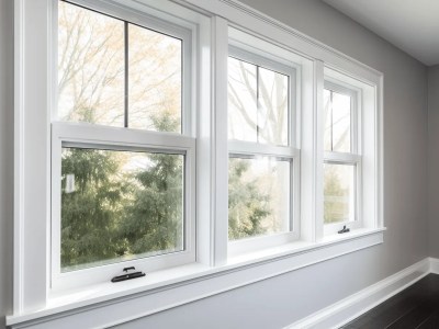 White Window With 3 Panes Of White Otto Series With Gray Hardwood Floor