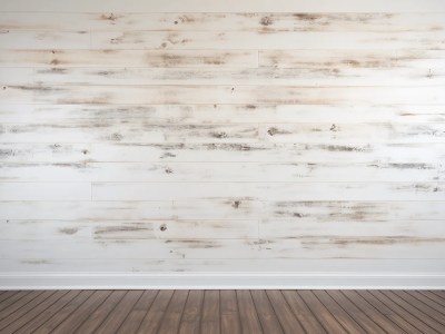 White Wood Wall On Wooden Floor For Interior Design