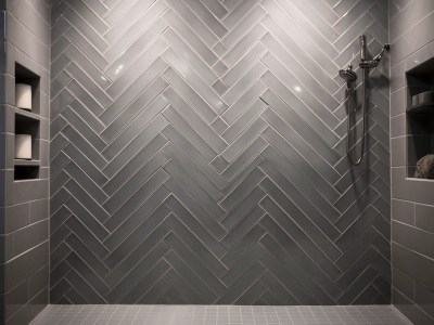 With White And Gray Herringbone Pattern In A