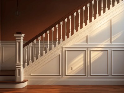 Wood Stair Handrails On A Staircase