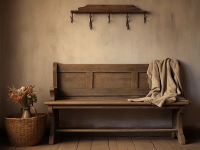 Wooden Bench Beside A Wall