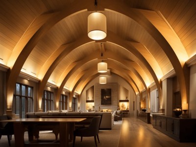 Wooden Ceiling In A Huge Room