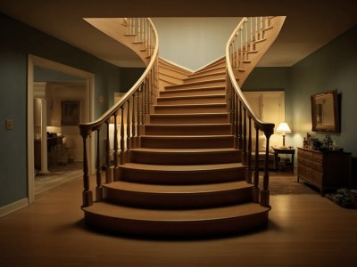 Wooden Staircase Leading Into A Room